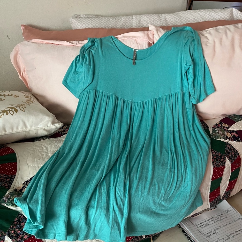LAST MARKDOWN! MOA Turquoise Off the Shoulder Babydoll Tunic